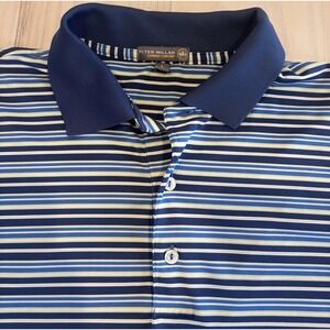 Peter Millar Summer Comfort Polo Mens L Green Blue White Performance Golf Shirt